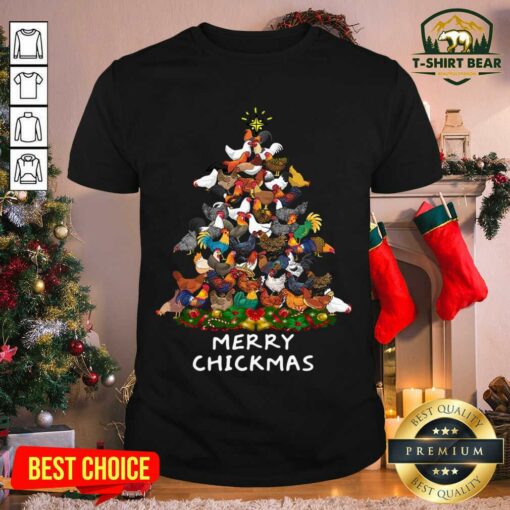 Colorful Merry Chickmas Chicken Christmas Tree Rooster Xmas Shirt