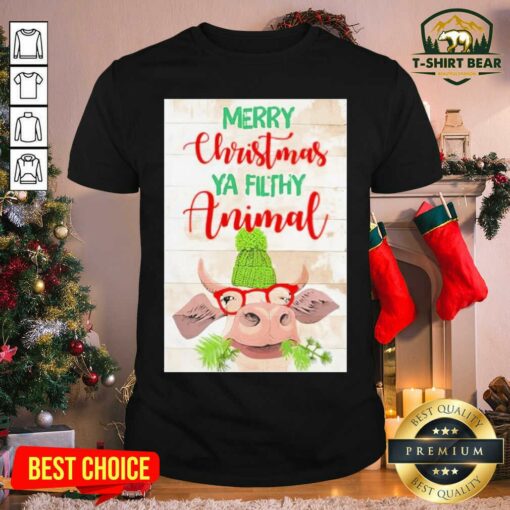 Colorful Merry Christmas Ya Filthy Animal Cow Shirt