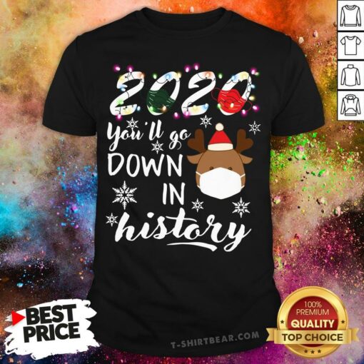 Colorful Reindeer 2020 You’ll Go Down In History Christmas Shirt