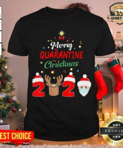 Cool Santa Face Mask Reindeer Merry Quarantine Christmas 2020 Shirt