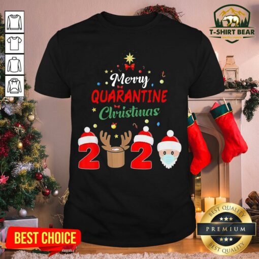 Cool Santa Face Mask Reindeer Merry Quarantine Christmas 2020 Shirt