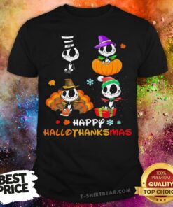 Cute Jack Skellington Happy Hallothanksmas Halloween Christmas Shirt
