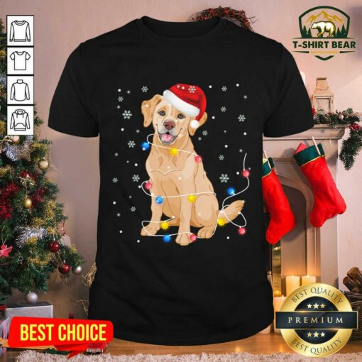 Cute Labrador Dog Santa Hat Christmas Lights Xmas Shirt