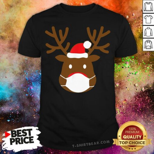 Cute Reindeer With Face Mask Christmas Xmas Shirt