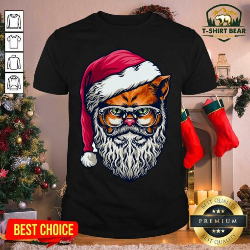 Funny Xmas Wildcat Santa Claus Christmas Shirt