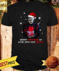 Hot Pinhead Merry Christmas Go Ahead Open Your Present Christmas Shirt