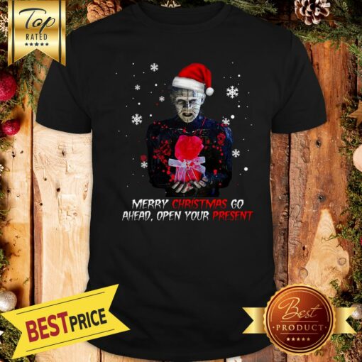 Hot Pinhead Merry Christmas Go Ahead Open Your Present Christmas Shirt