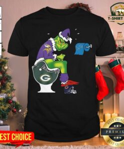 Hot The Grinch Minnesota Vikings Shit On Toilet Green Bay Packers Christmas Shirt