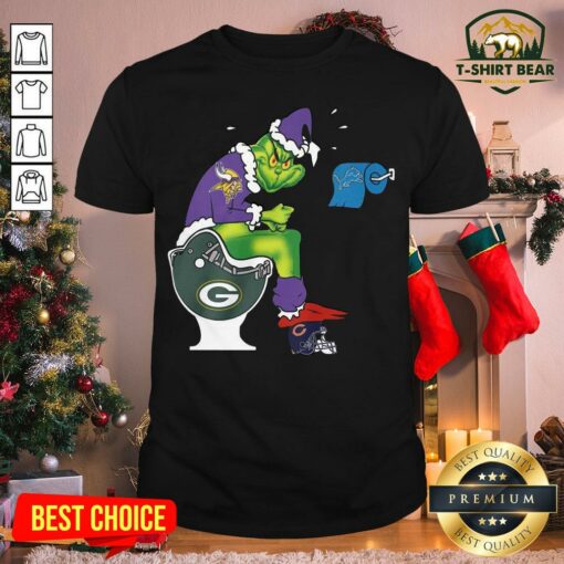 Hot The Grinch Minnesota Vikings Shit On Toilet Green Bay Packers Christmas Shirt