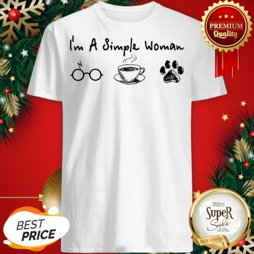 I’m A Simple Woman I Like Coffee Dog Paw Dragonfly Shirt