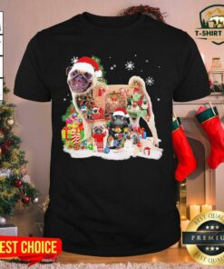 Lovely Pugs Hat Santa Happy Merry Christmas 2020 Shirt