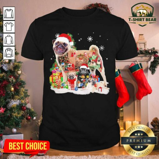 Lovely Pugs Hat Santa Happy Merry Christmas 2020 Shirt