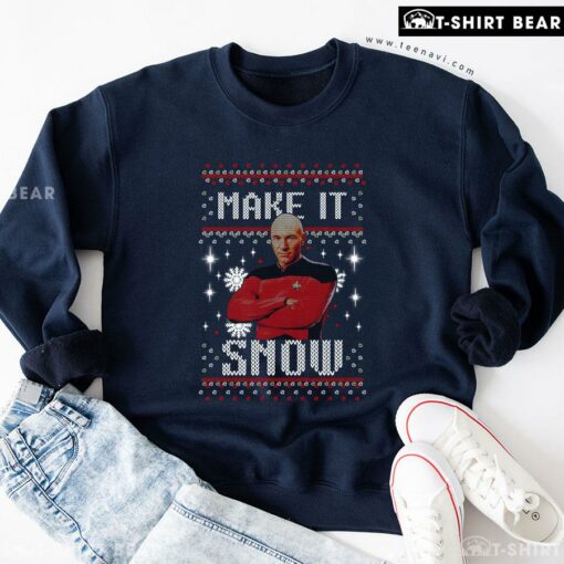 Make It Snow Jean-Luc Picard Star Trek Ugly Christmas Sweatshirt