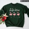 Nice All The Jingle Ladies Flamingo Wine Christmas Sweatshirt