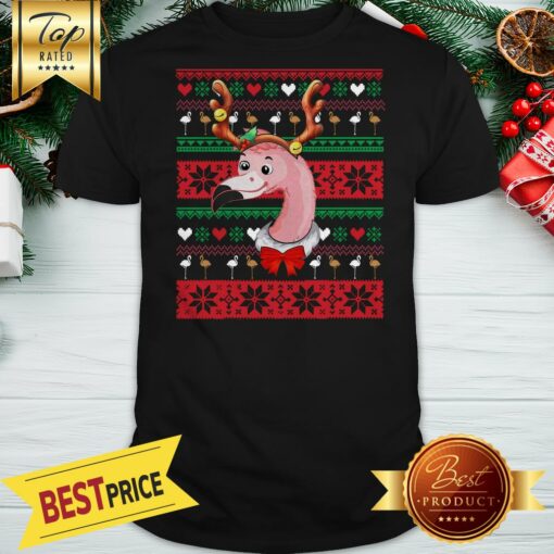 Nice Flamingo Reindeer Ugly Christmas Shirt