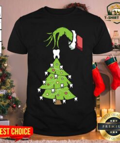 Nice Grinch Hand Holding Tooth Dental Tree Christmas Shirt
