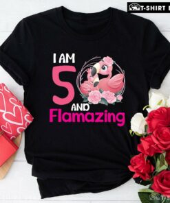 Nice I Am 5 And Flamazing Flamingo 5th Birthday T-Shirt