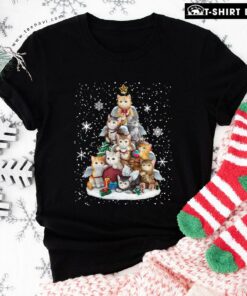 Nice Lovely Kitten Christmas Tree and Snowflakes for Cat Lover T-Shirt