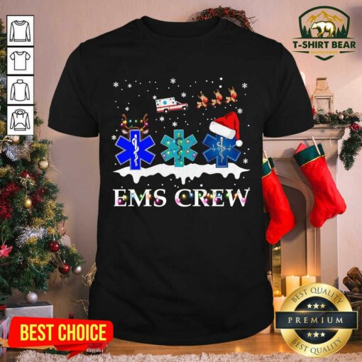 Nice Nurse Santa Hat Reindeer Ems Crew Merry Christmas Shirt