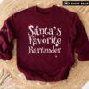 Nice Santa’s Favorite Bartender Santa Hat Snowflake Christmas Sweatshirt