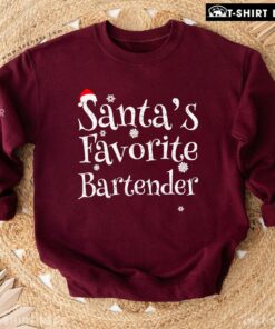 Nice Santa’s Favorite Bartender Santa Hat Snowflake Christmas Sweatshirt