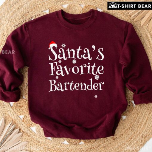 Nice Santa’s Favorite Bartender Santa Hat Snowflake Christmas Sweatshirt