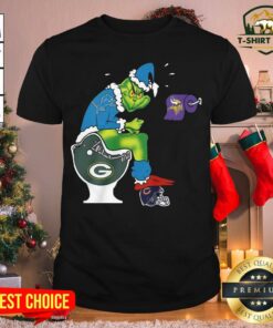 Nice The Grinch Detroit Lions Shit On Toilet Green Bay Packers Christmas Shirt