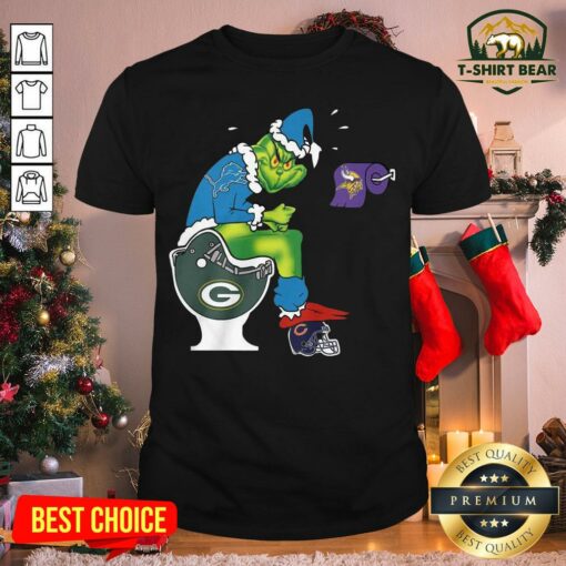 Nice The Grinch Detroit Lions Shit On Toilet Green Bay Packers Christmas Shirt