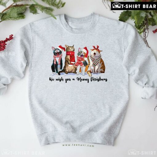 Nice We Wish You A Meowy Christmas Cat Lover Santa Claus Sweatshirt