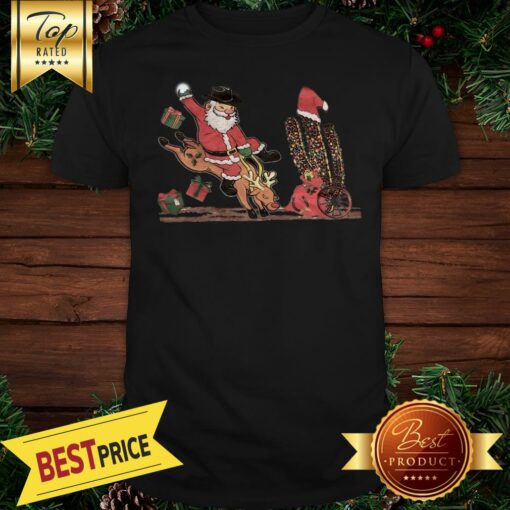 Oh What Fun It Is To Ride Santa Claus Riding Reindeer Shirt