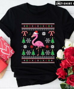 Original Flamingo With Santa Hat Ugly Christmas T-Shirt