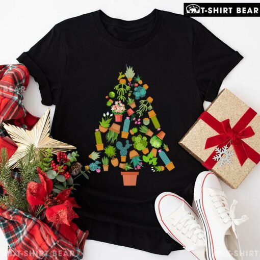 Original Gardening Christmas Tree Full Of Cactuses T-Shirt