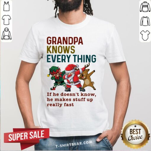 Original Santa Reindeer Dabbing Grandpa Knows Everything Shirt