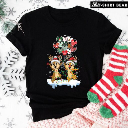 Perfect Merry Christmas Disney Balloon Chip And Dale T-Shirt