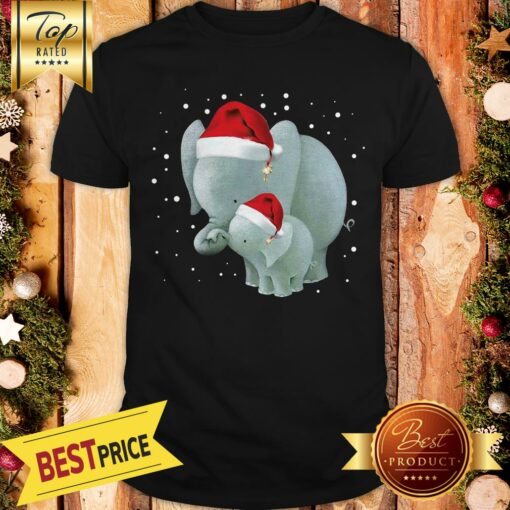 Pretty Elephants Mom And Baby Christmas Shirt