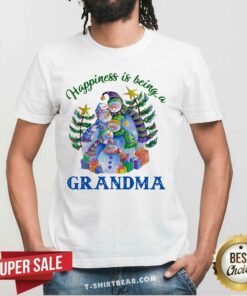 Pretty Happiness Is Being A Grandma Snowman Christmas Tree Xmas Shirt