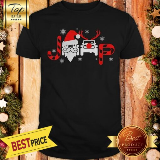 Pretty Jeeps Christmas Santa Claus And Reindeer Gift Shirt