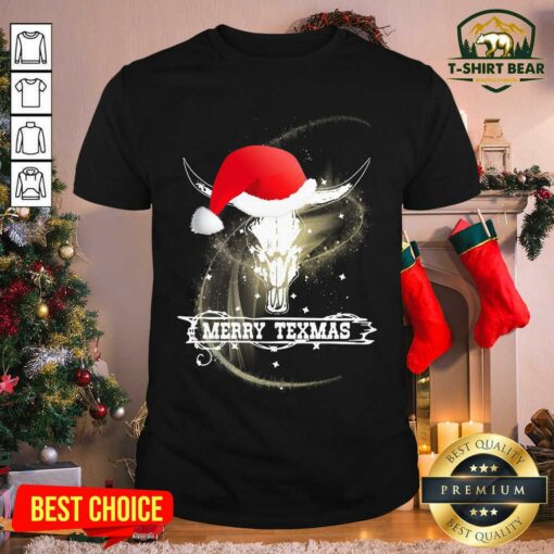 Pretty Merry Texmas Skull Cow Ugly Christmas Shirt