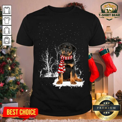 Pretty Rottweiler Snow Scarf Christmas Shirt