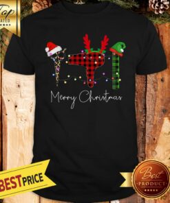 The Scissors Santa & Hairdryer Reindeer & Comb Shorty Light Christmas Shirt