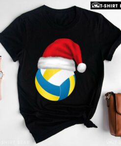Volleyball Ball With Santa Hat Christmas Volleyball Lover T-Shirt