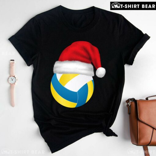 Volleyball Ball With Santa Hat Christmas Volleyball Lover T-Shirt