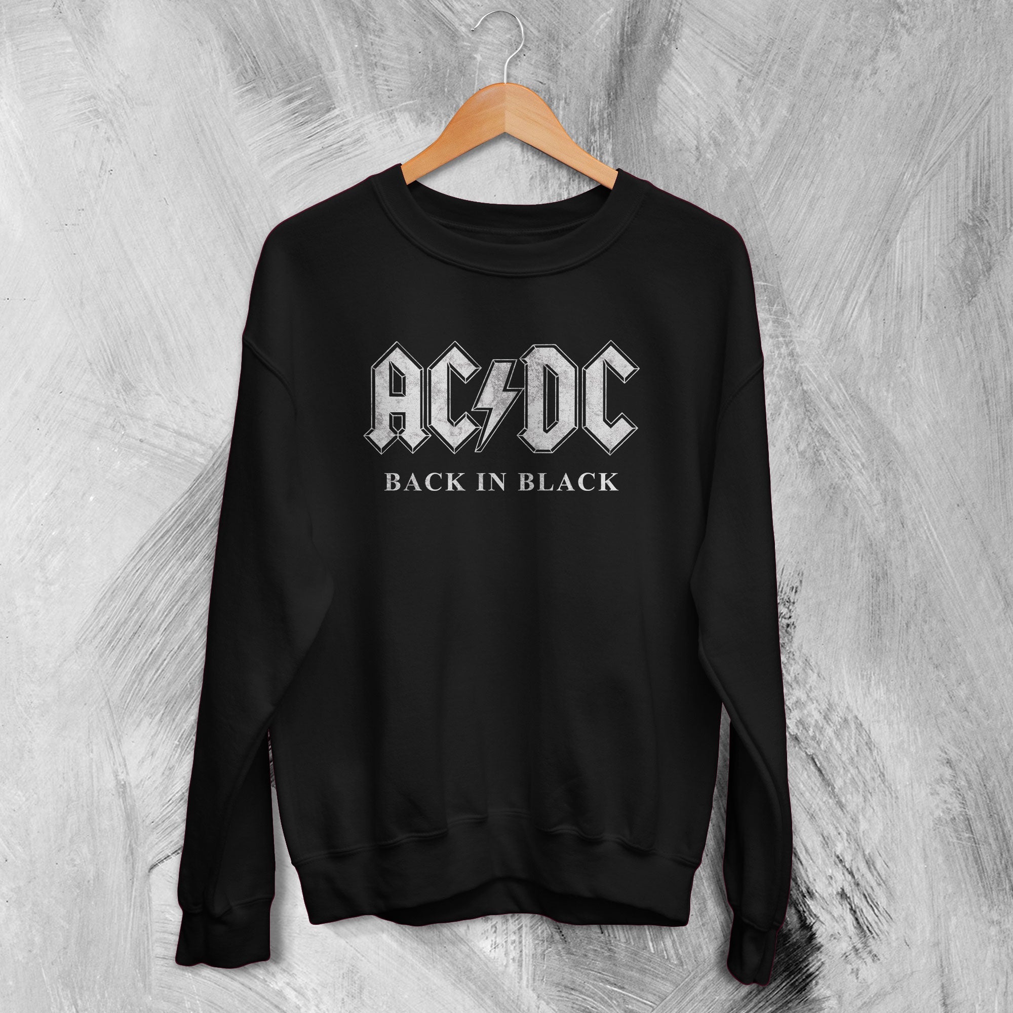 ACDC Logo Sweatshirt Back in Black ACDC Sweater Rock Band Merch ACDC Logo Sweatshirt Back in Black ACDC Sweater Rock Band Merch