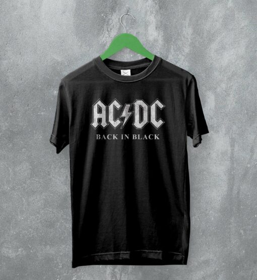 ACDC Logo T-Shirt Back in Black ACDC Shirt Rock Band Merch
