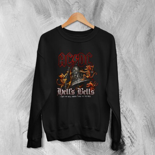 ACDC Sweatshirt Hells Bells Devil Sweater Rock Music Merch