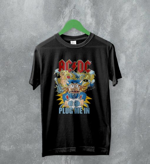 ACDC T-Shirt Plug Me In ACDC Shirt Heavy Metal Music Merch
