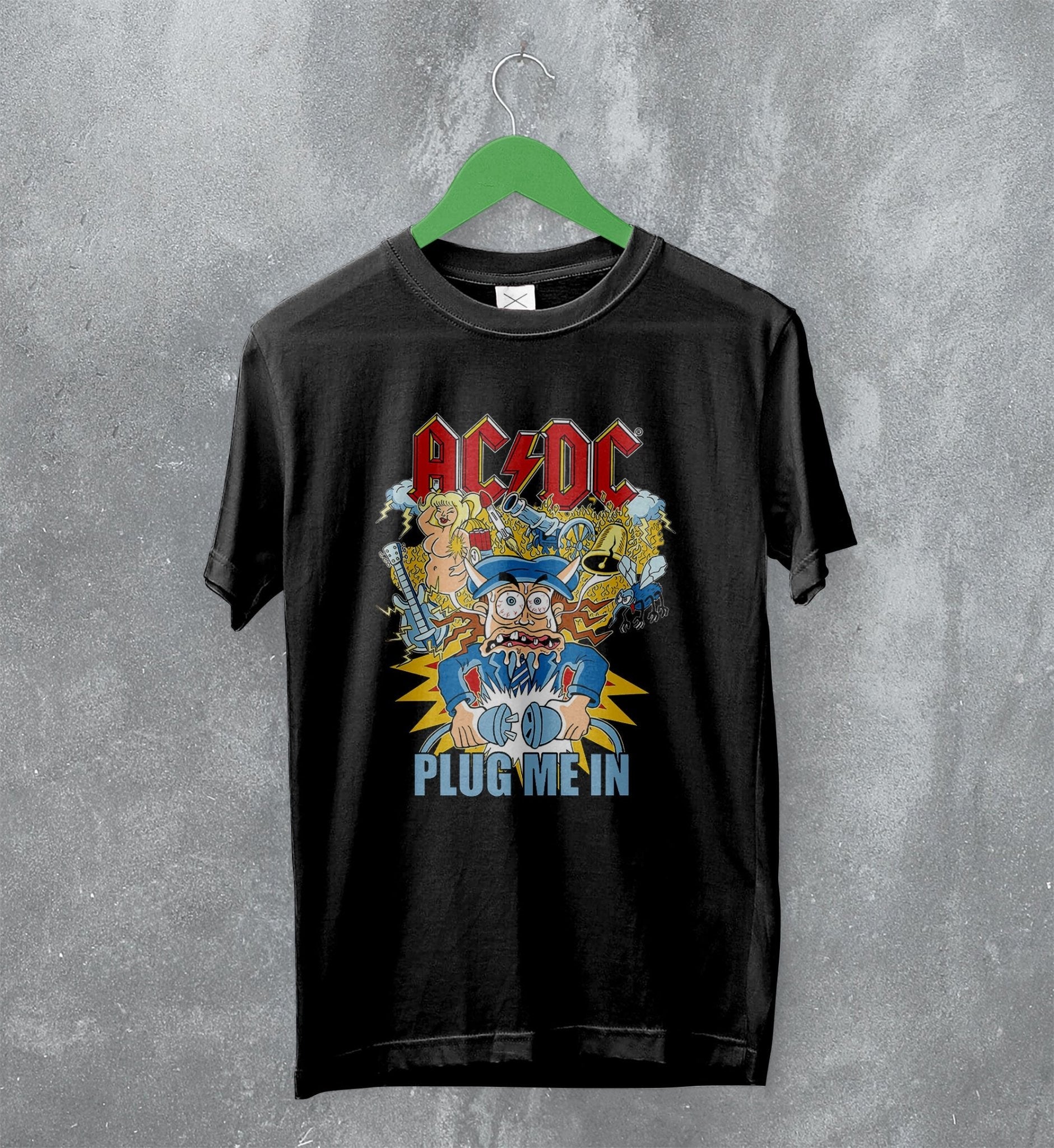 ACDC T-Shirt Plug Me In ACDC Shirt Heavy Metal Music Merch ACDC T-Shirt Plug Me In ACDC Shirt Heavy Metal Music Merch