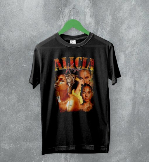 Alicia Keys T-Shirt American Singer Shirt Vintage R&B Merchandise