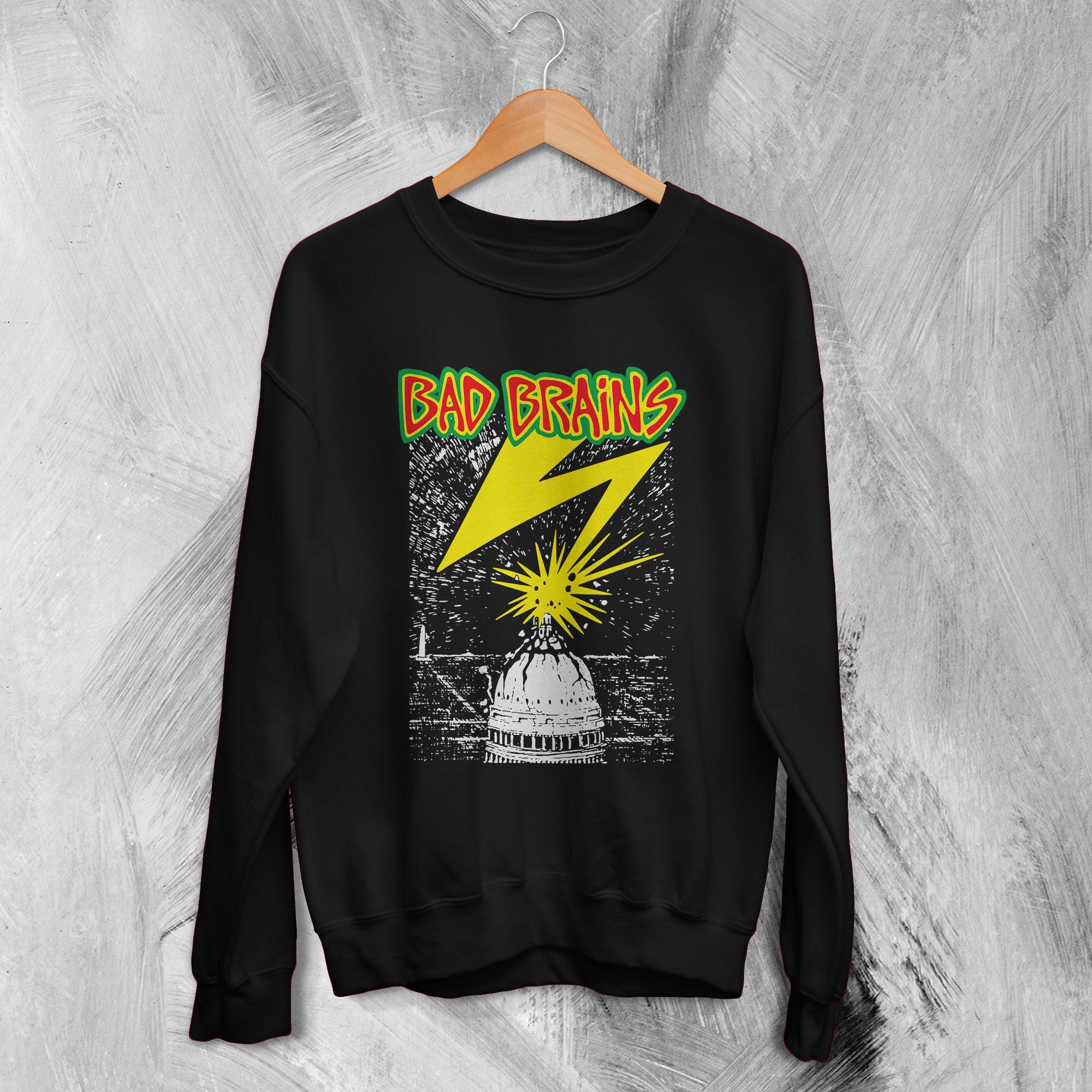 Bad Brains Sweatshirt Vintage Capitol Lightning Sweater Rock Band Merch Bad Brains Sweatshirt Vintage Capitol Lightning Sweater Rock Band Merch