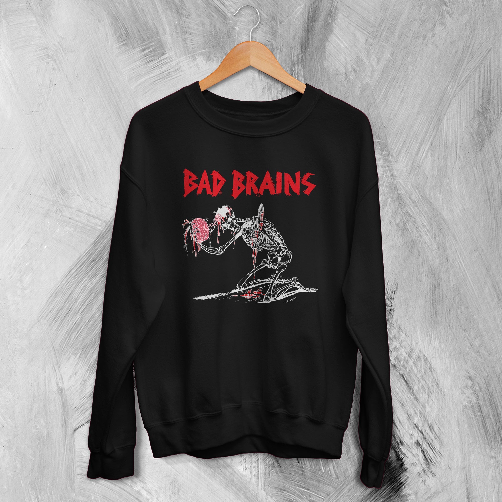 Bad Brains Sweatshirt Vintage Logo Skeleton Sweater Rock Band Merch Bad Brains Sweatshirt Vintage Logo Skeleton Sweater Rock Band Merch